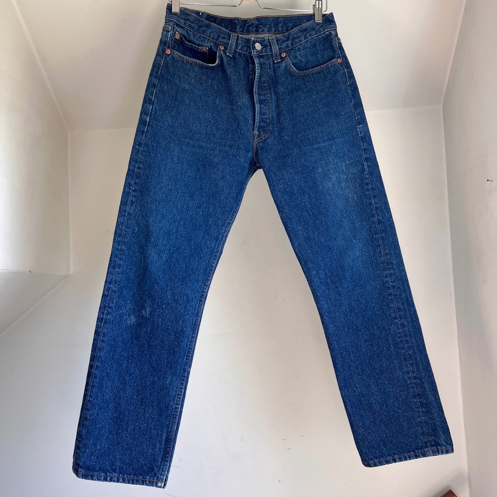 Vintage 501 Jeans Size 30 Blue Made in USA High Waisted Straight Leg Denim